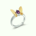 Amethyst Adjustable Butterfly Ring - Vignette | Esprit Papillon
