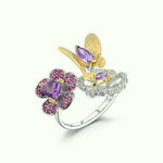 Fine Stone Flowers and Butterfly Ring - Vignette | Esprit Papillon