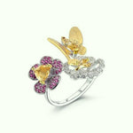 Fine Stone Flowers and Butterfly Ring - Vignette | Esprit Papillon