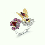 Fine Stone Flowers and Butterfly Ring - Vignette | Esprit Papillon