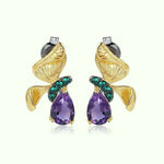 Boucles d'Oreilles Papillon Améthyste Dorées - Vignette | Esprit Papillon