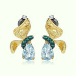 Boucles d'Oreilles Papillon Topaze Dorées - Vignette | Esprit Papillon