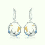 Boucles d'Oreilles Papillon avec Chat Topaze Bleu - Vignette | Esprit Papillon