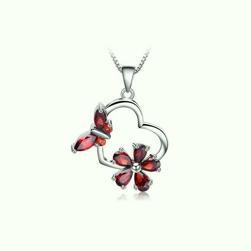 collier-grenat-papillon-et-fleur