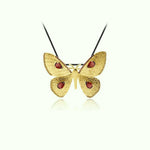 Gold Garnet Butterfly Necklace - Vignette | Esprit Papillon