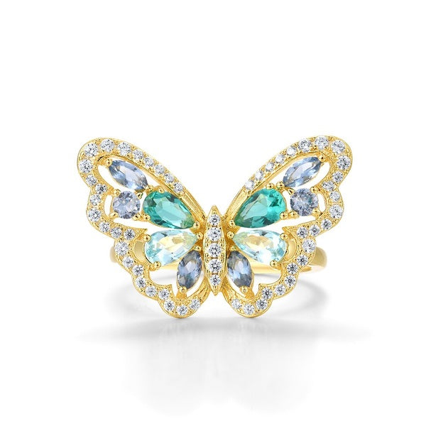 Bague Papillon plaque Or Jaune