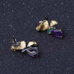 Boucles d'Oreilles Papillon Améthyste Dorées - Vignette | Esprit Papillon