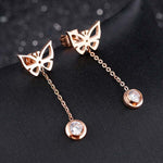 Rose Gold Butterfly Drop Earrings - Vignette | Esprit Papillon