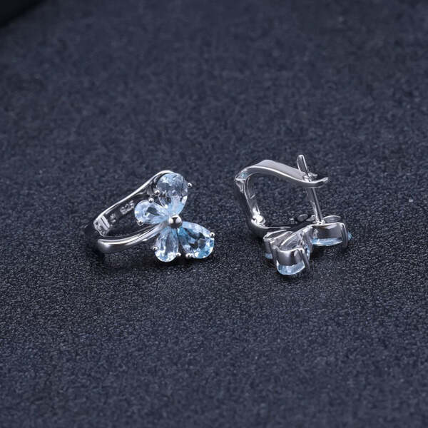 Boucle d'Oreille Topaze Bleu Ciel Papillon