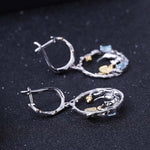 Boucles d'Oreilles Papillon avec Chat Topaze Bleu - Vignette | Esprit Papillon