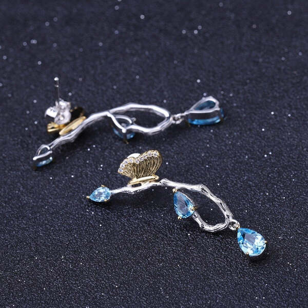 Boucle d'Oreille Papillon Topaze