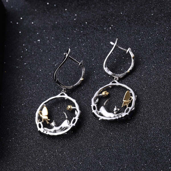 Boucles d'Oreilles Saphir argent Papillon