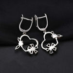 Boucles d'Oreilles Papillon Grenat Argent - Vignette | Esprit Papillon