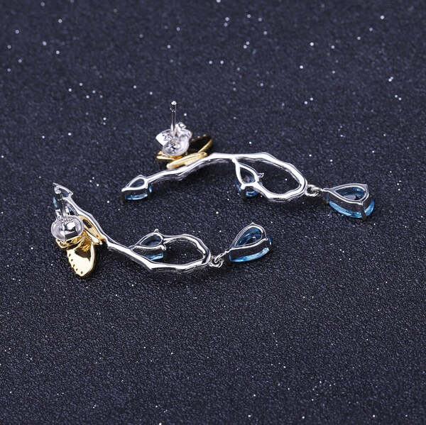 Boucles d'Oreilles Papillon Argent Topaze