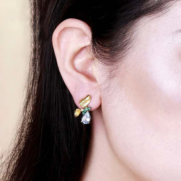Boucles d'Oreilles Papillon Femme Topaze Or
