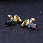 Gold Garnet Butterfly Earrings - Vignette | Esprit Papillon