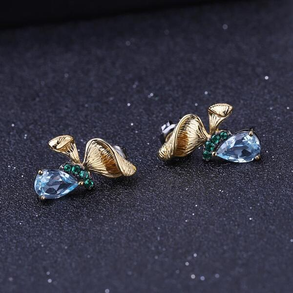 Boucles d'Oreilles Topaze Papillon Or