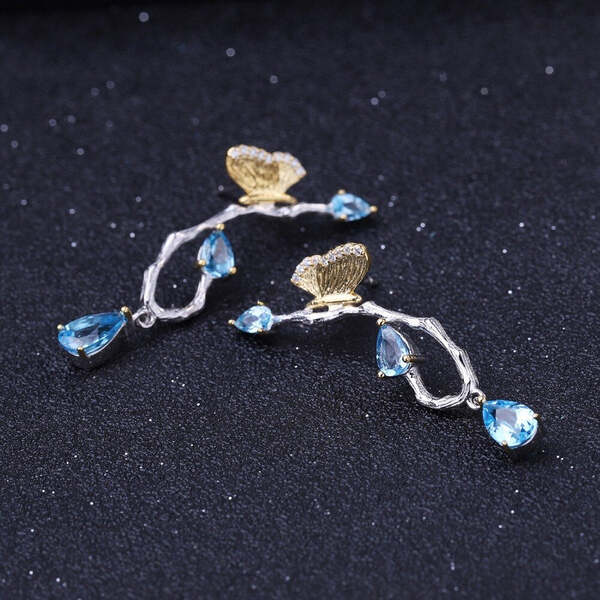 Boucles d'Oreilles Topaze Papillon