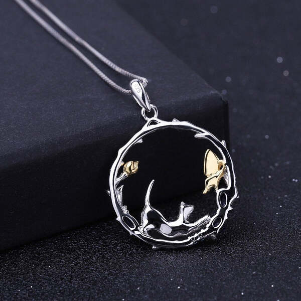 Collier Argent Saphir Papillon