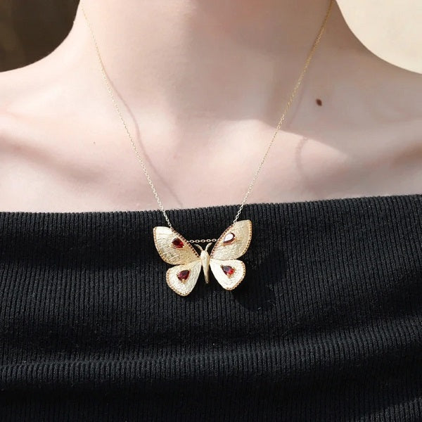 Collier Femme Grenat Or
