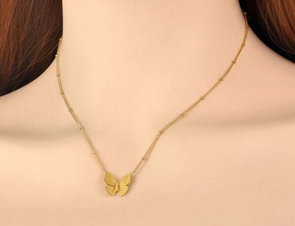 Collier Femme Papillon Doré