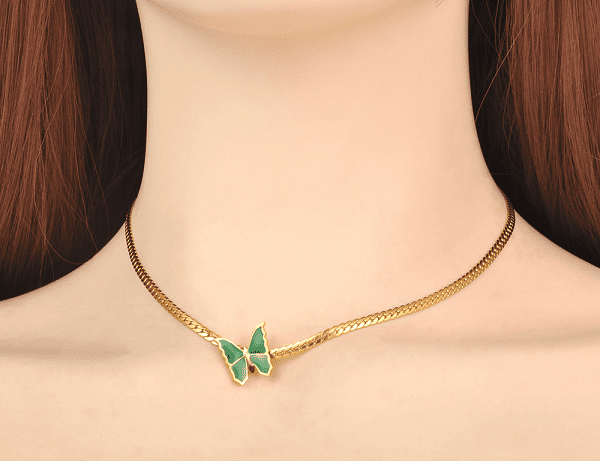 Collier Femme Papillon Vert