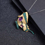 Women's Amethyst Butterfly Necklace - Vignette | Esprit Papillon