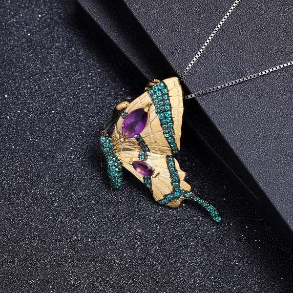 Collier Papillon Améthyste Femme