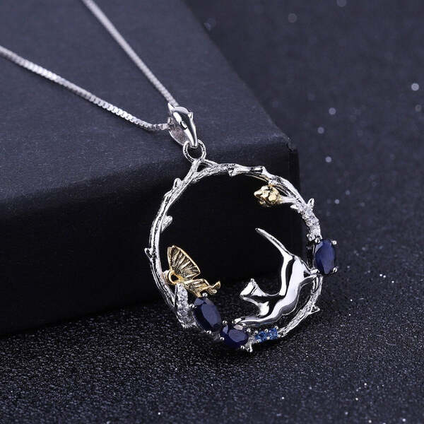 Collier Papillon Argent Saphir