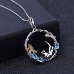 Butterfly and Cat Topaz Necklace - Vignette | Esprit Papillon