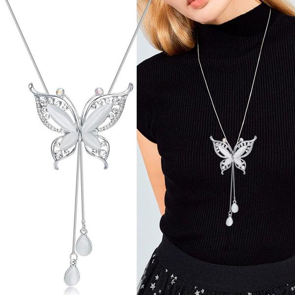Collier Papillon Femme Opale