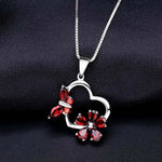 Garnet Butterfly and Flower Necklace - Vignette | Esprit Papillon