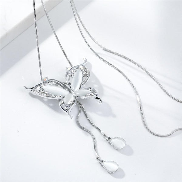 Collier Papillon Pierre Opale