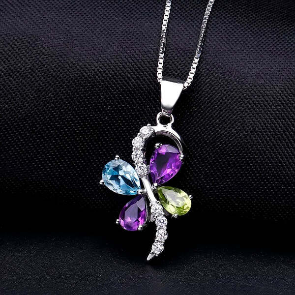 Collier Papillon avec Pierres Naturelles
