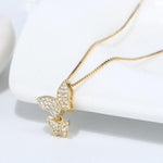 Double Butterfly Necklace Gold - Vignette | Esprit Papillon
