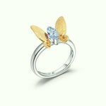 Bague Papillon Ajustable Topaze bleu - Vignette | Esprit Papillon