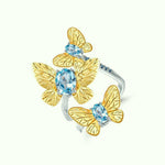 Bague Triple Papillon Topaze Bleu - Vignette | Esprit Papillon