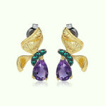 Gold Amethyst Butterfly Earrings - Vignette | Esprit Papillon