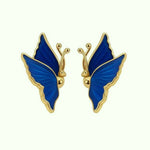 Navy Blue Butterfly Earrings - Vignette | Esprit Papillon