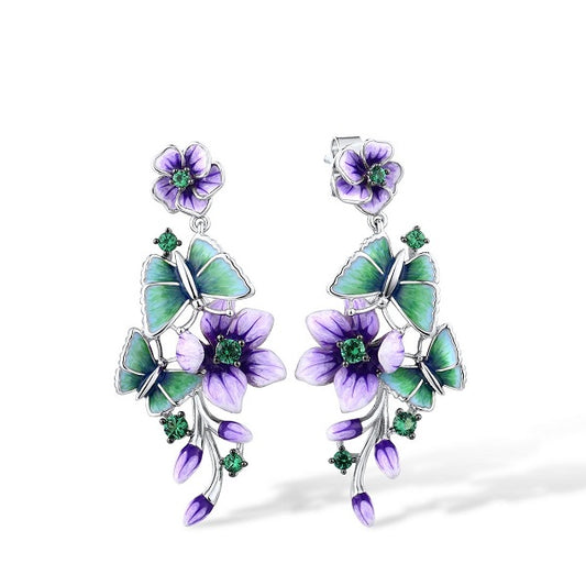 Boucles d'Oreilles Papillon Florales