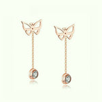 Boucles d'Oreilles Papillon Pendantes Or Rose - Vignette | Esprit Papillon