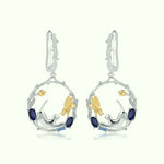 Boucles d'Oreilles Papillon Saphir avec Chat - Vignette | Esprit Papillon