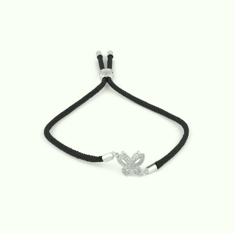 bracelet-cordon-papillon-noir-argent