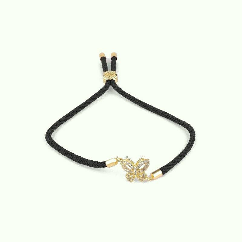 bracelet-cordon-papillon-noir-or