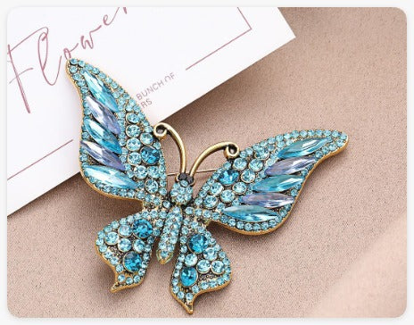 Broche Papillon Vintage En Verre - Jolie Pièce D'occasion Pour Collection Ou Style Rétro
