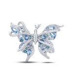 Bague Papillon Cristal Bleu