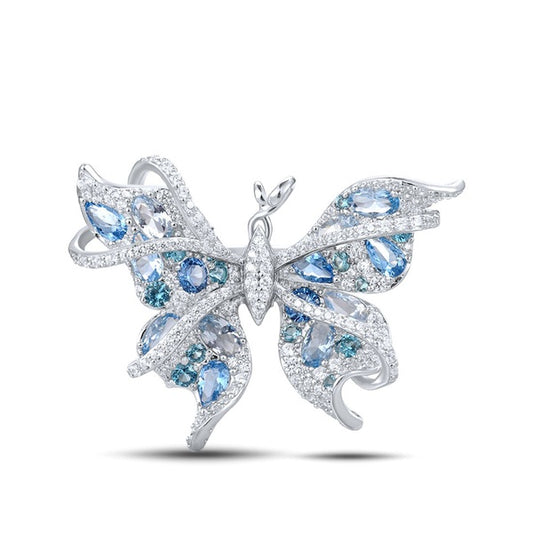 Bague Papillon Cristal Bleu
