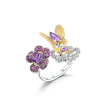 Fine Stone Flowers and Butterfly Ring - Vignette | Esprit Papillon