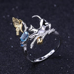 Blue Topaz Butterfly and Cat Ring - Vignette | Esprit Papillon