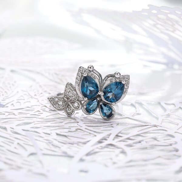 Bague Double Papillon Topaze zirconium